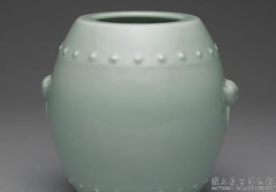 图片[2]-Drum-shaped jar with appliqued animal masks carrying rings in green glaze, Qing dynasty, Qianlong reign (1736-1795)-China Archive